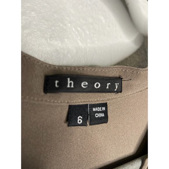 Theory Long Sleeve Button Front High Low Tunic Shirt Dress Brown Size 6 - Picture 4 of 6